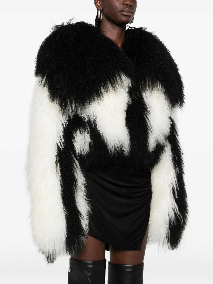 The Attico The Attico Patterned Shearling Jacket, view 4