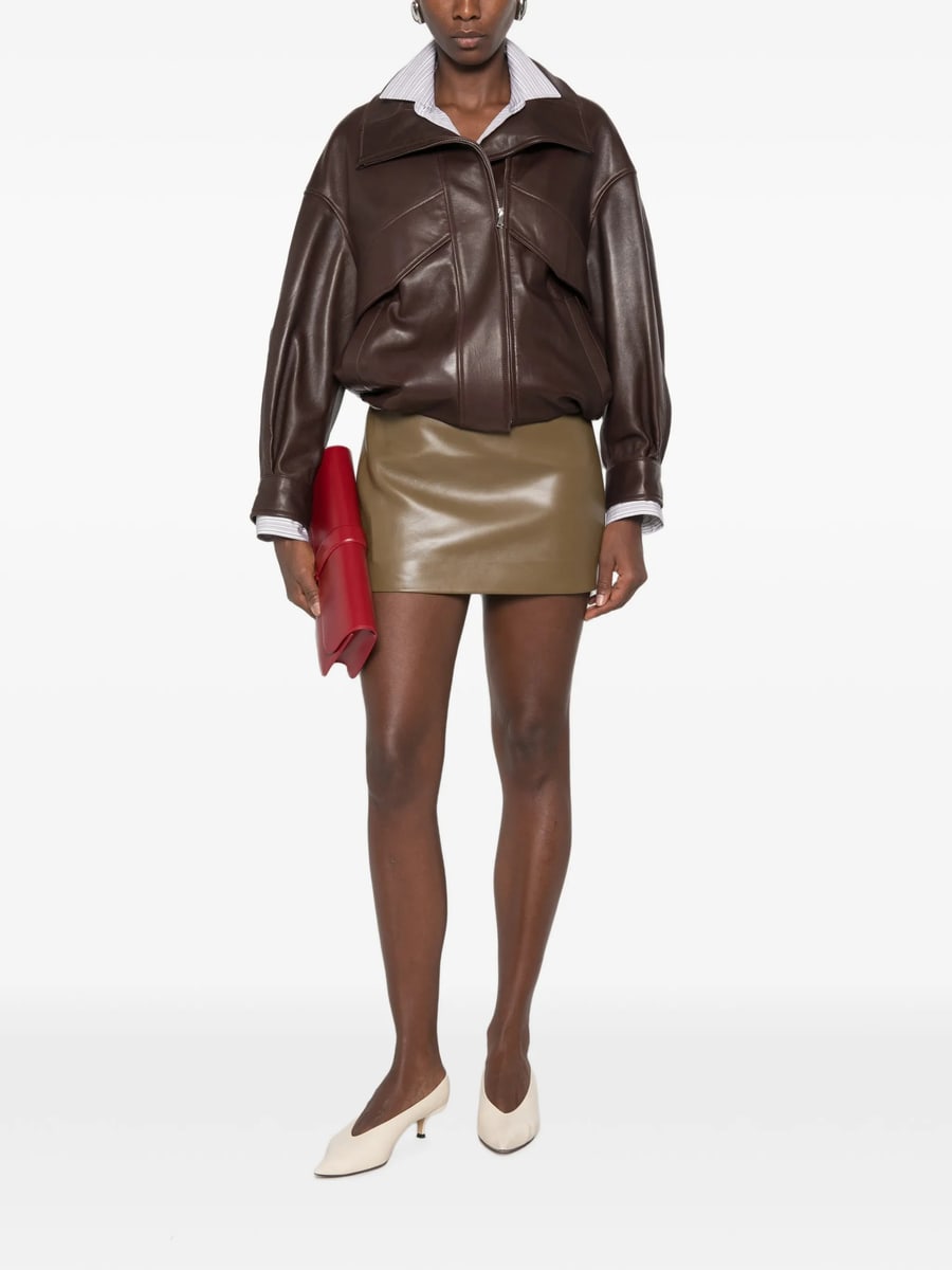 Khaite Khaite Leather Mini Skirt, view 2