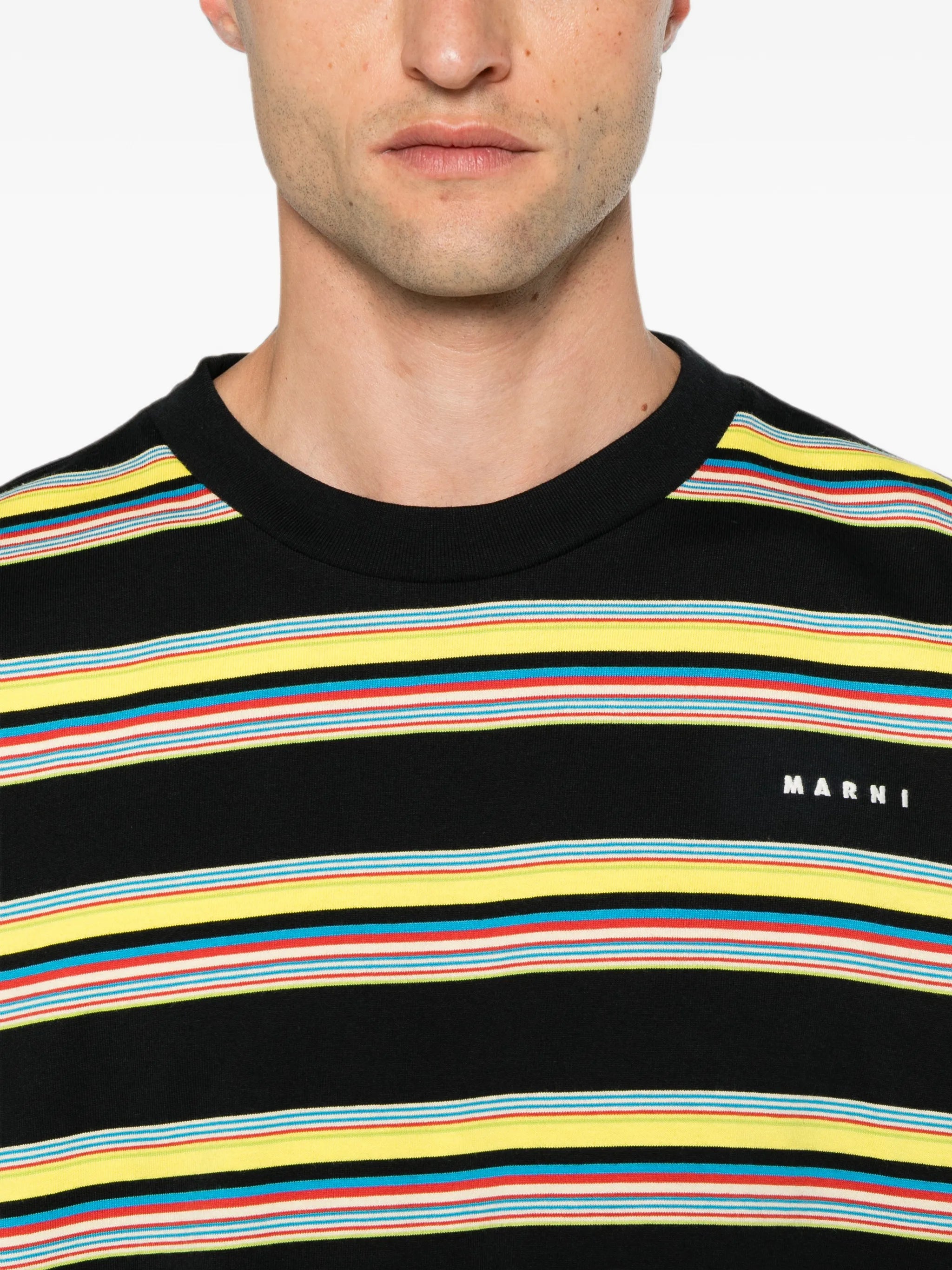 Marni Marni Striped Logo-print Cotton T-shirt, view 2