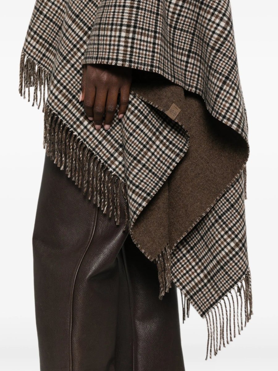 Brunello Cucinelli Brunello Cucinelli Check-pattern Fringed Poncho, view 3