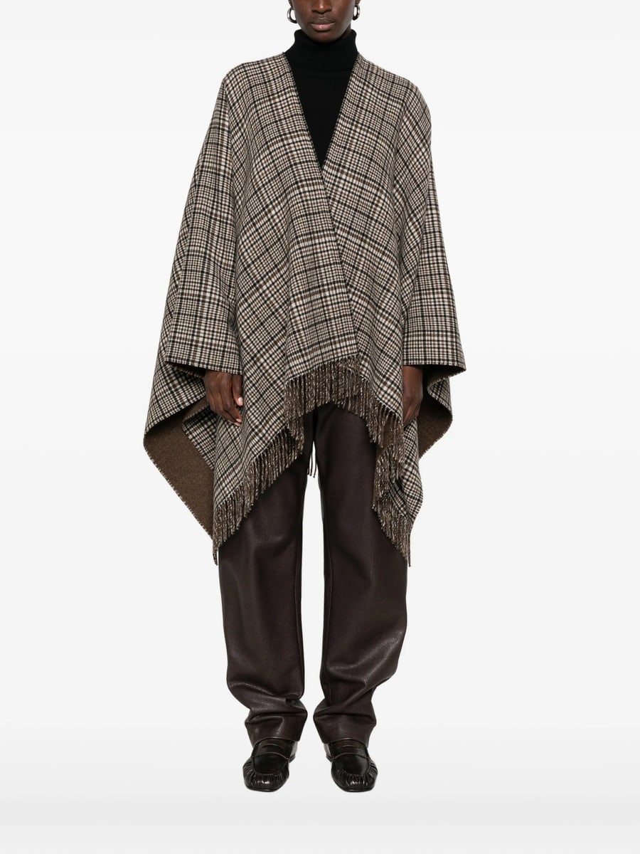 Brunello Cucinelli Brunello Cucinelli Check-pattern Fringed Poncho, view 4