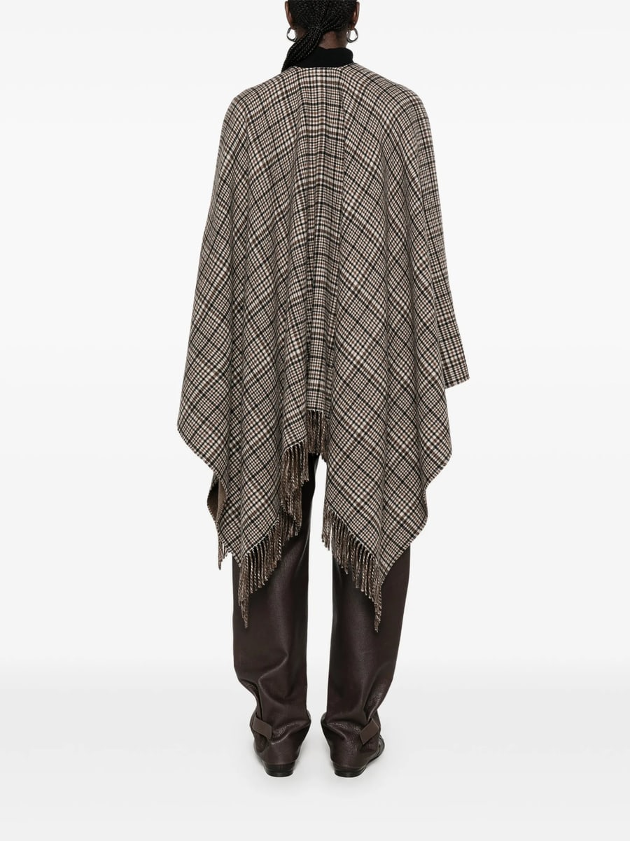 Brunello Cucinelli Brunello Cucinelli Check-pattern Fringed Poncho, view 5