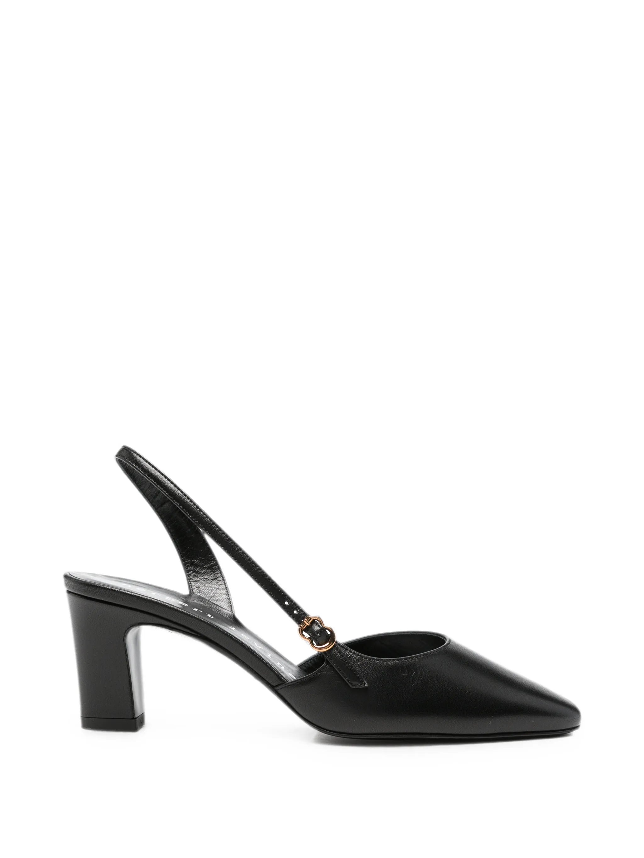 Herbert Levine Herbert Levine Ask Around Buckle-detail Slingback Leather Heeled Pumps