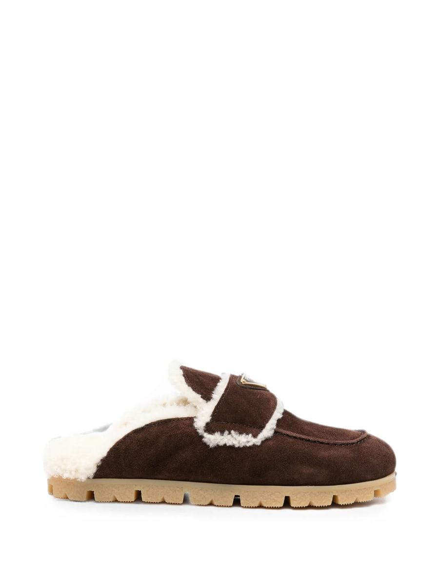 Prada Prada Suede And Shearling Mules