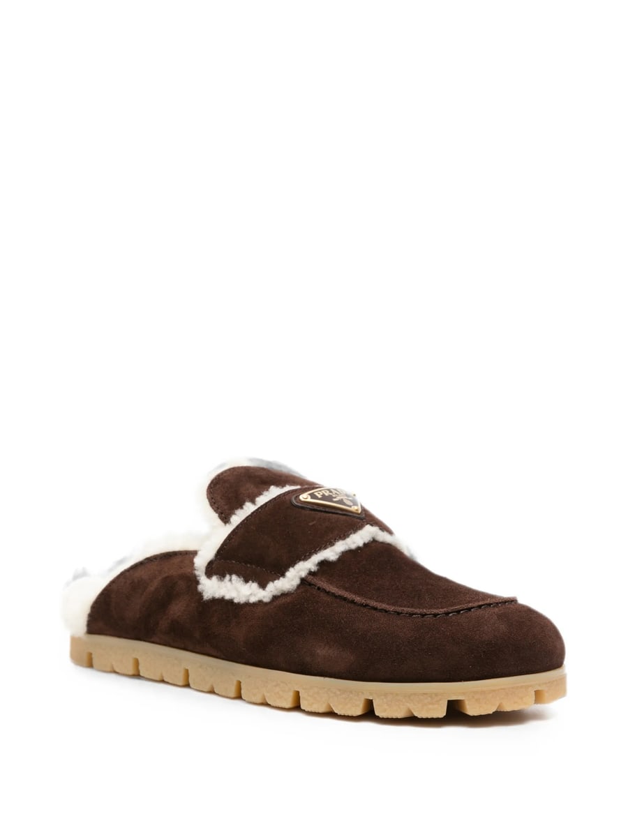 Prada Prada Suede And Shearling Mules, view 2