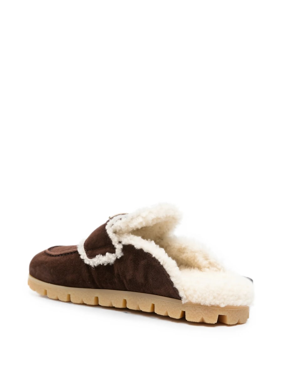 Prada Prada Suede And Shearling Mules, view 4