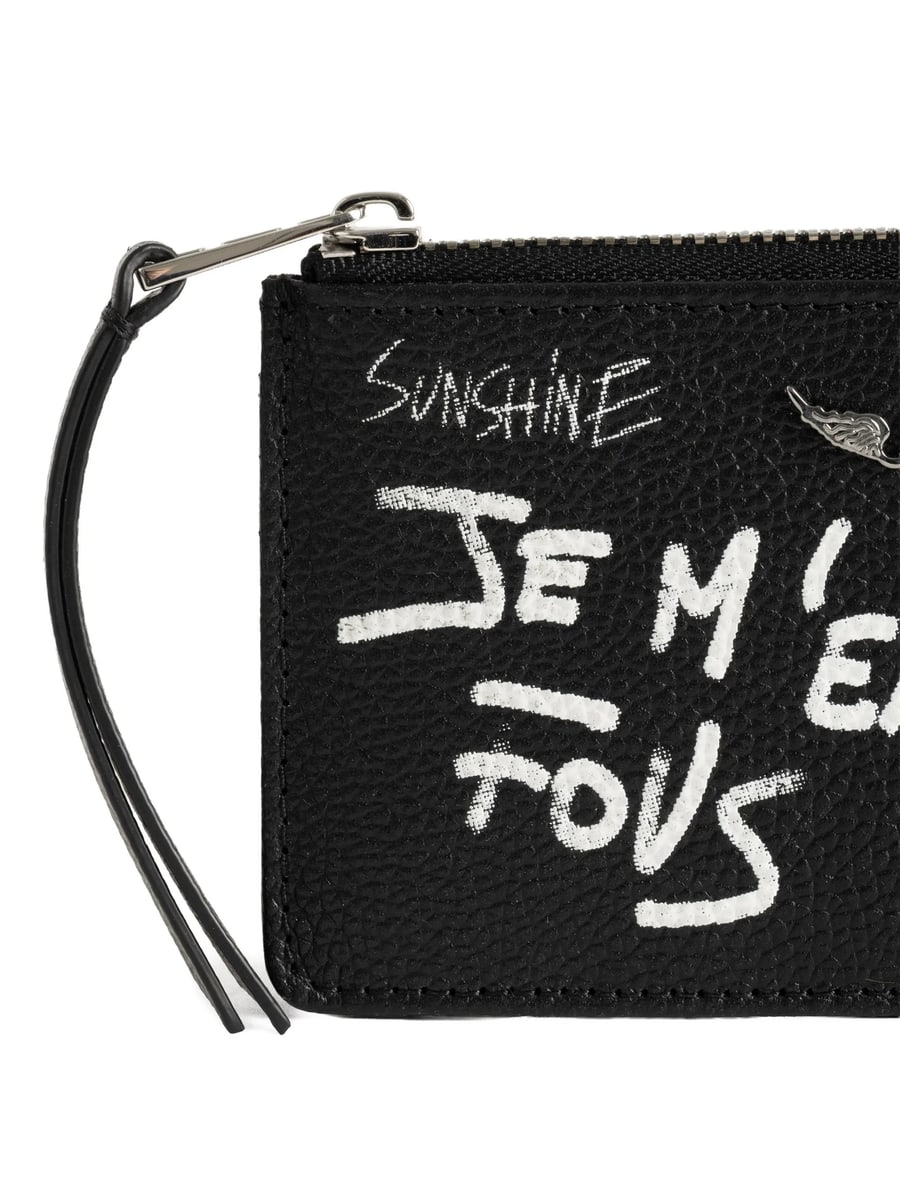 Zadig & Voltaire Zadig & Voltaire Graffiti-print Pebbled Cardholder, view 2