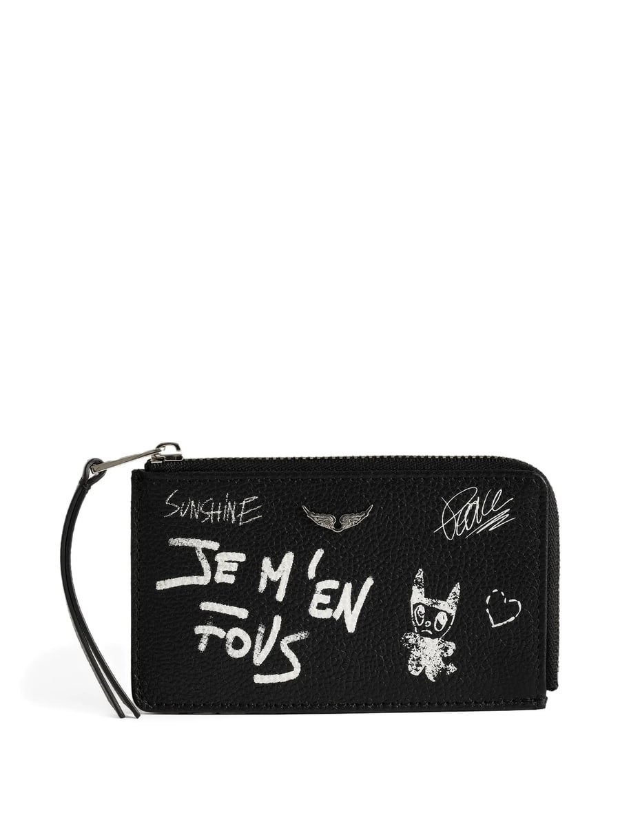 Zadig & Voltaire Zadig & Voltaire Graffiti-print Pebbled Cardholder, view 4
