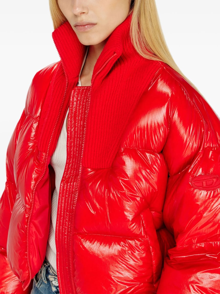 Diesel Diesel Down Puffer Jacket In Ripstop With Knitted Collar, view 2