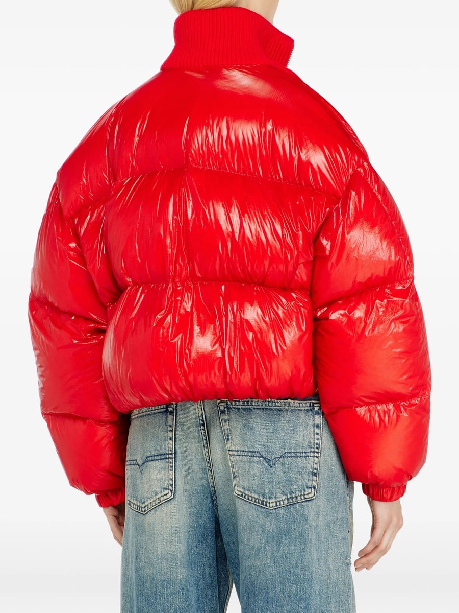 Diesel Diesel Down Puffer Jacket In Ripstop With Knitted Collar, view 3