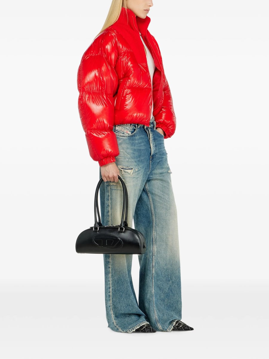 Diesel Diesel Down Puffer Jacket In Ripstop With Knitted Collar, view 5