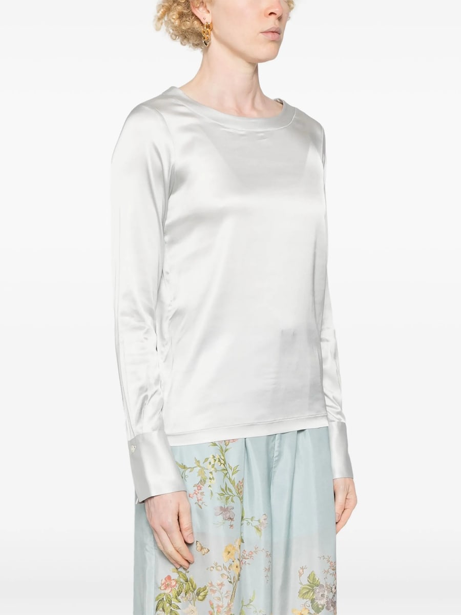 Mazzarelli Mazzarelli Boat-neck Satin Blouse, view 2