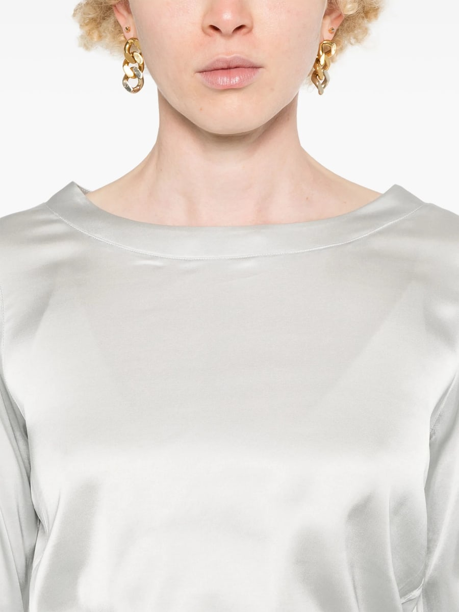 Mazzarelli Mazzarelli Boat-neck Satin Blouse, view 4