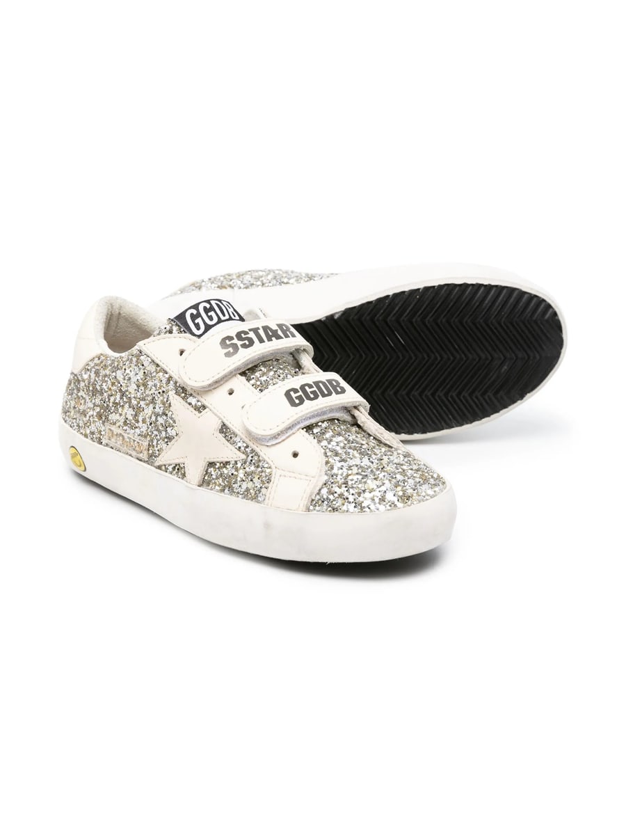 Golden Goose Golden Goose Glitter-embellished Touch-strap Sneakers, view 3