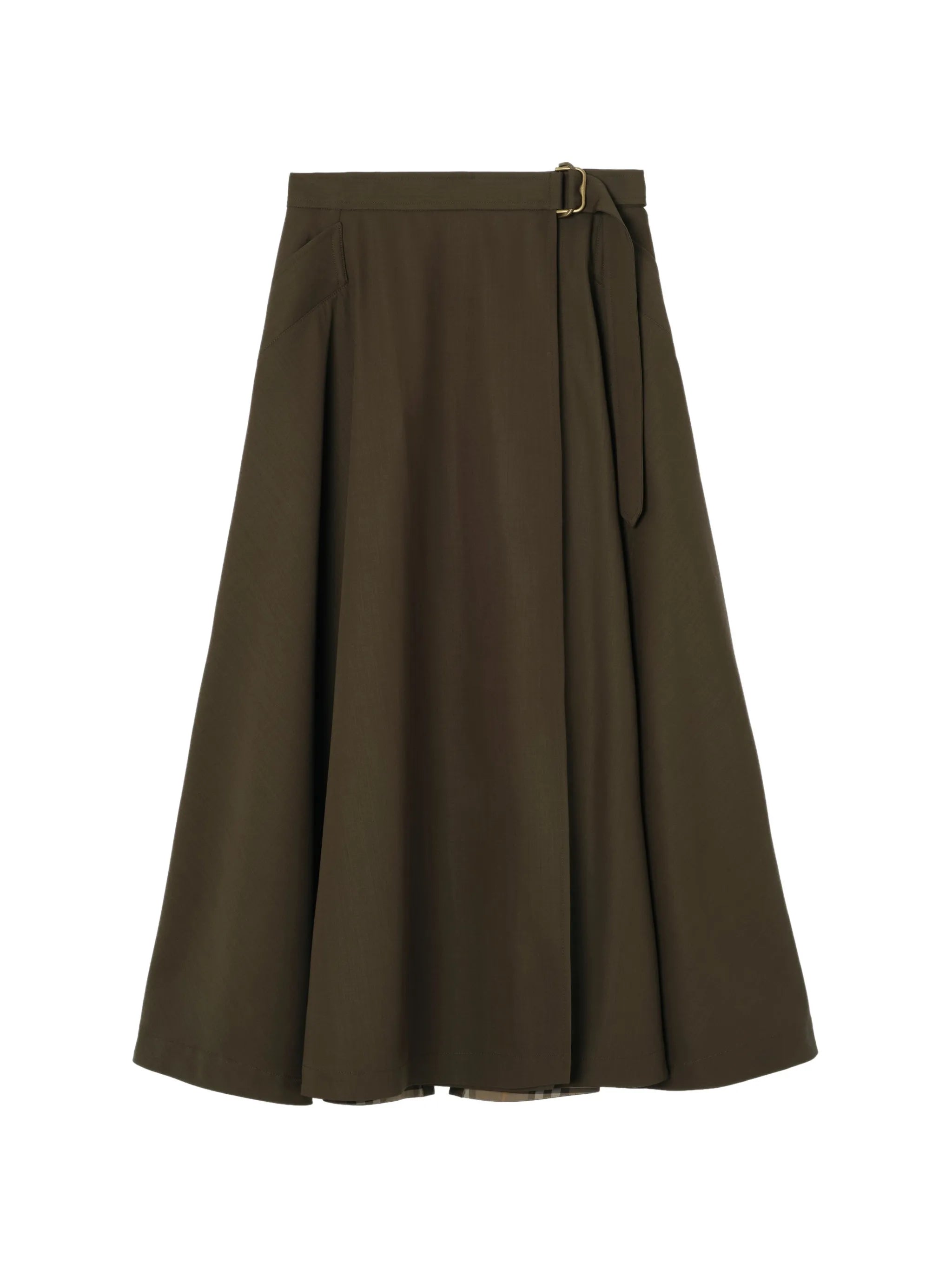 Burberry Burberry Wool Twill Midi Skirt