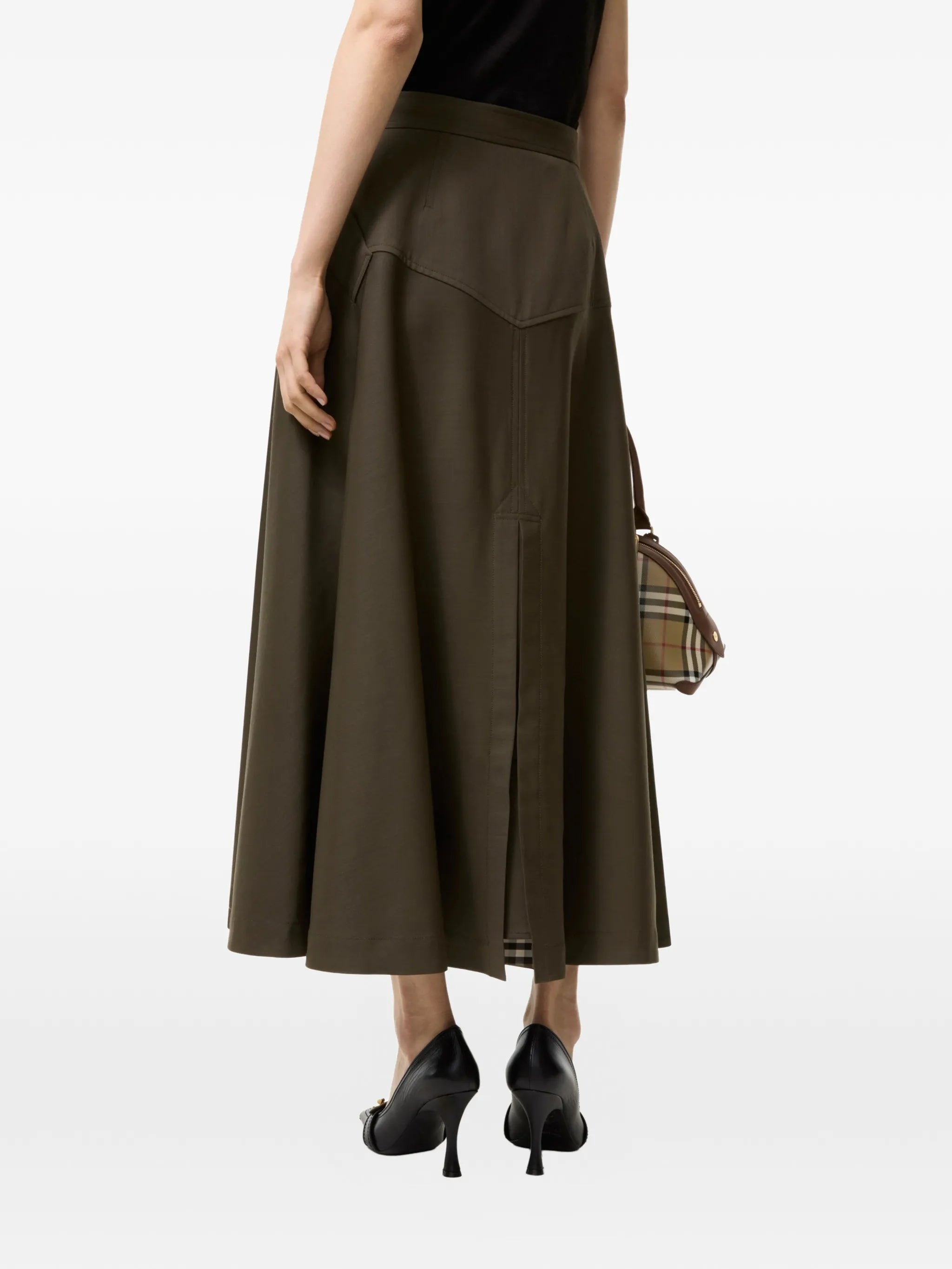 Burberry Burberry Wool Twill Midi Skirt, view 2