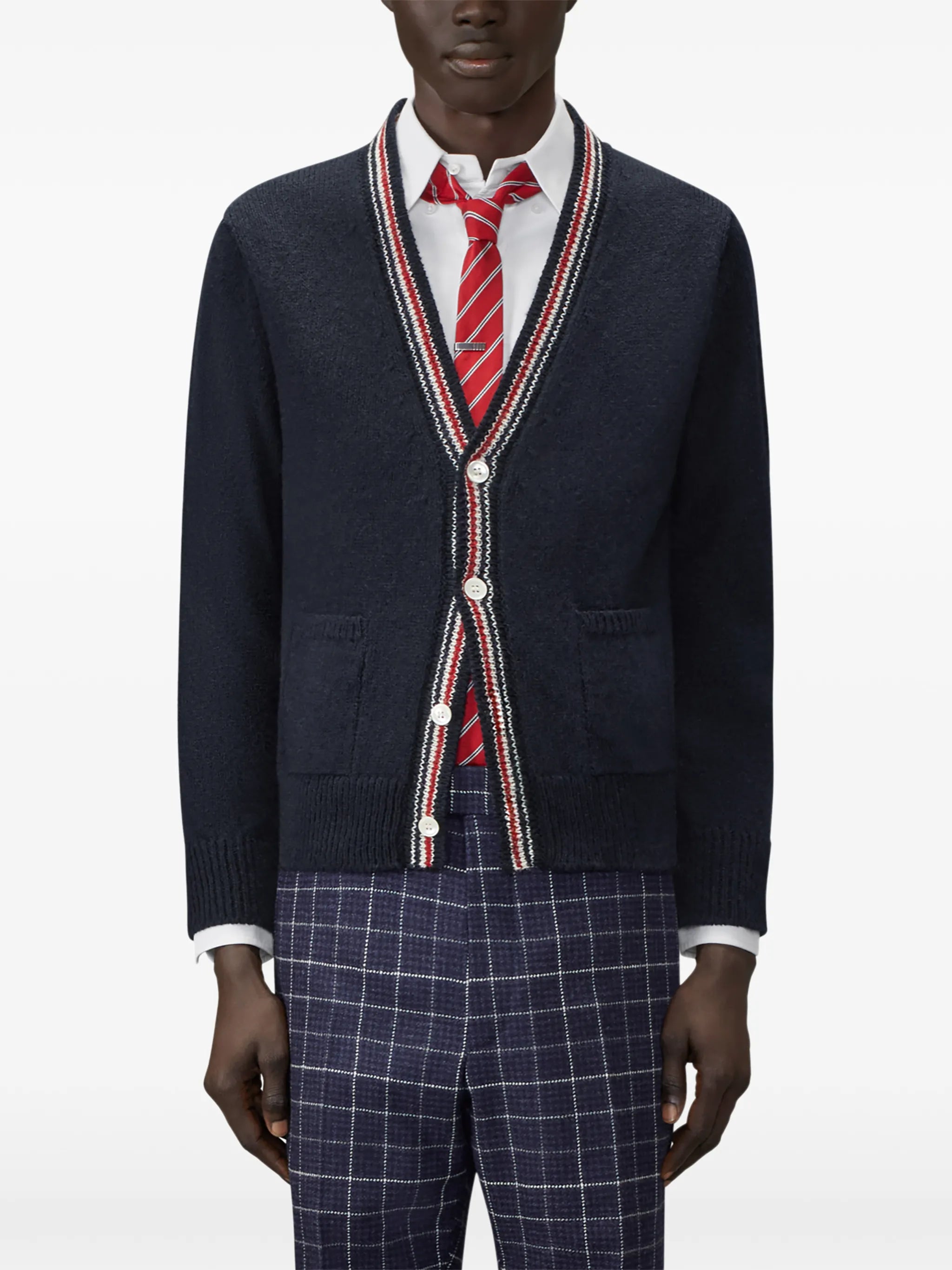 Thom Browne Thom Browne Hector Intarsia-knit Donegal Cardigan, view 2