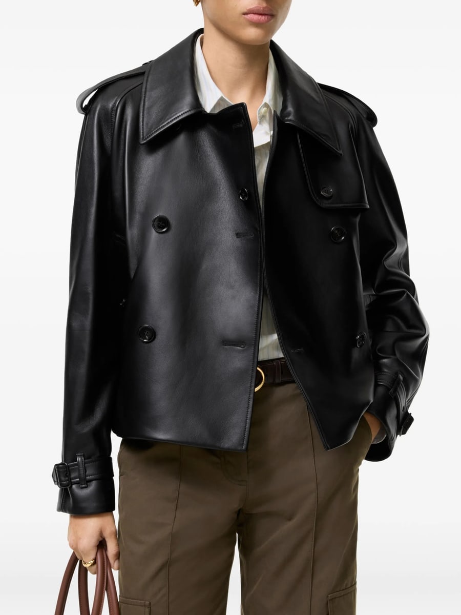 Burberry Burberry Cropped Leather Mayfair Trench Jacket, view 2