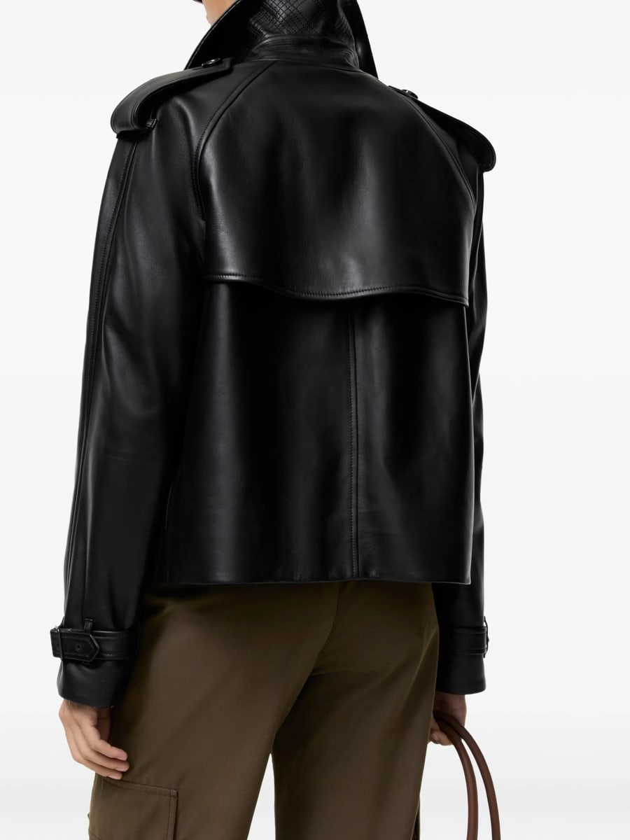 Burberry Burberry Cropped Leather Mayfair Trench Jacket, view 4