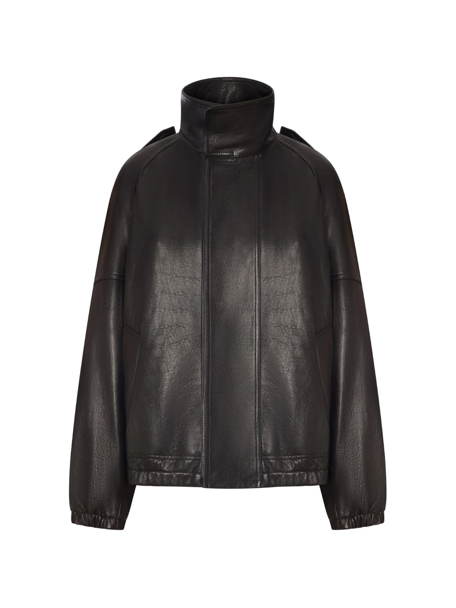 Saint Laurent Saint Laurent High-neck Oversized Leather Jacket