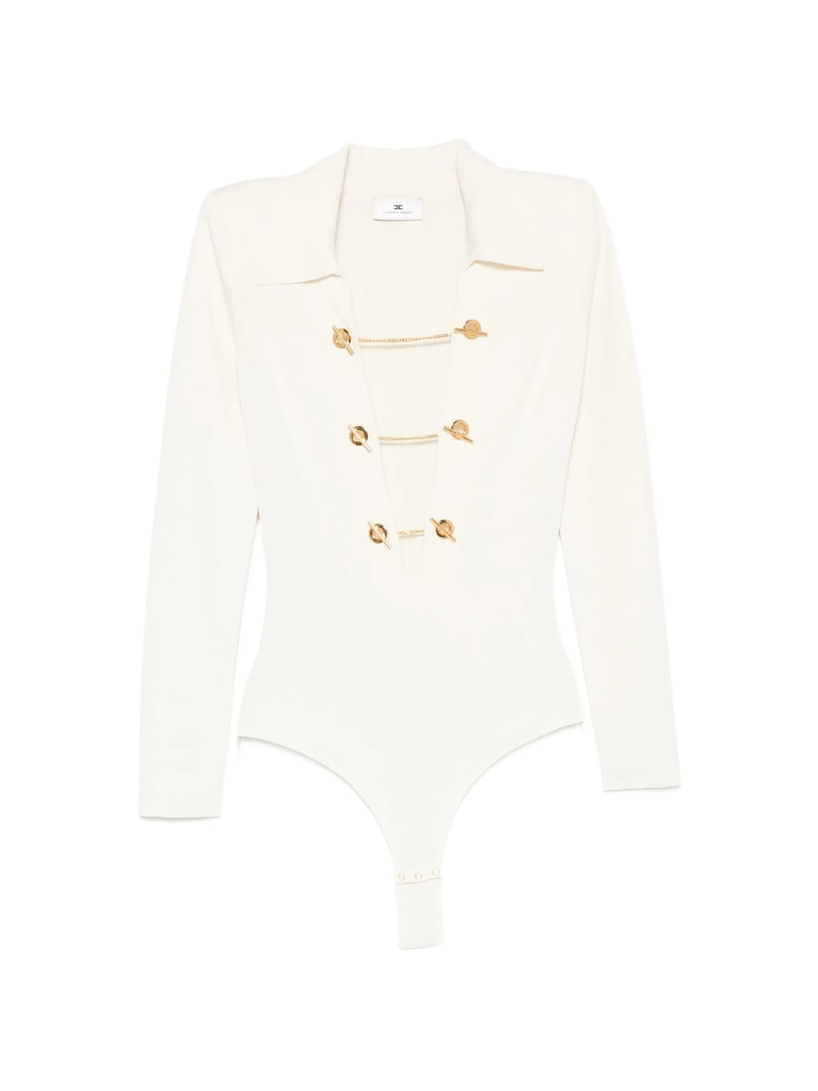 Elisabetta Franchi Elisabetta Franchi Toggle-chain Ribbed-knit Bodysuit