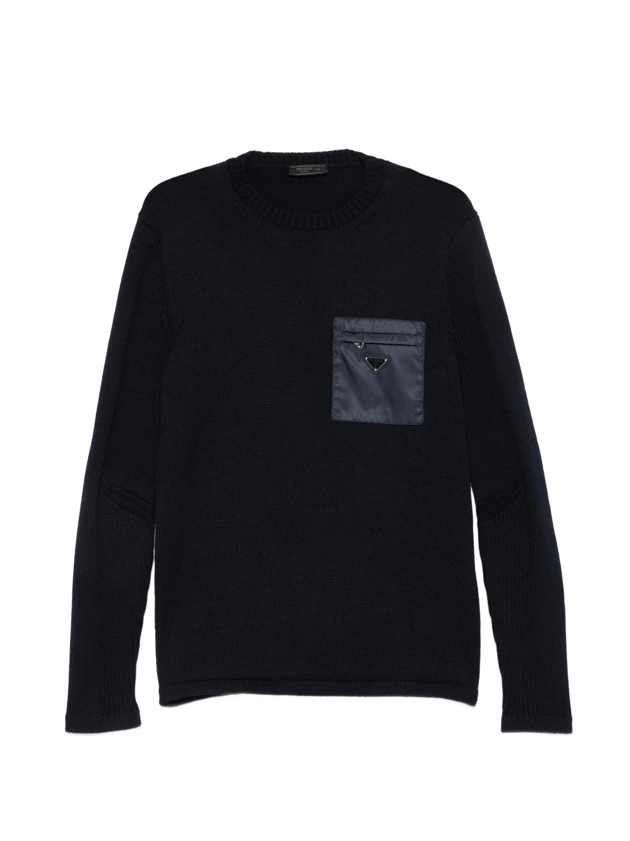 Prada Prada Logo-plaque Zip-pocket Wool Jumper