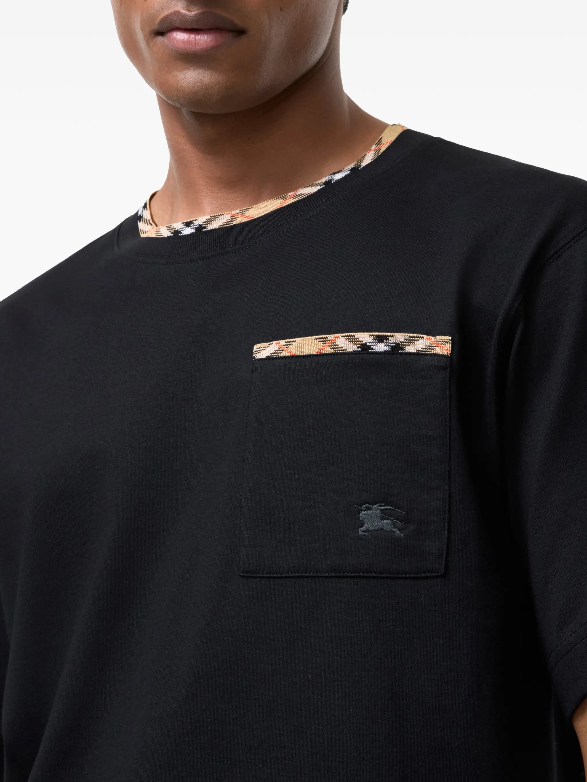 Burberry Burberry Check Trim Cotton T-shirt, view 2