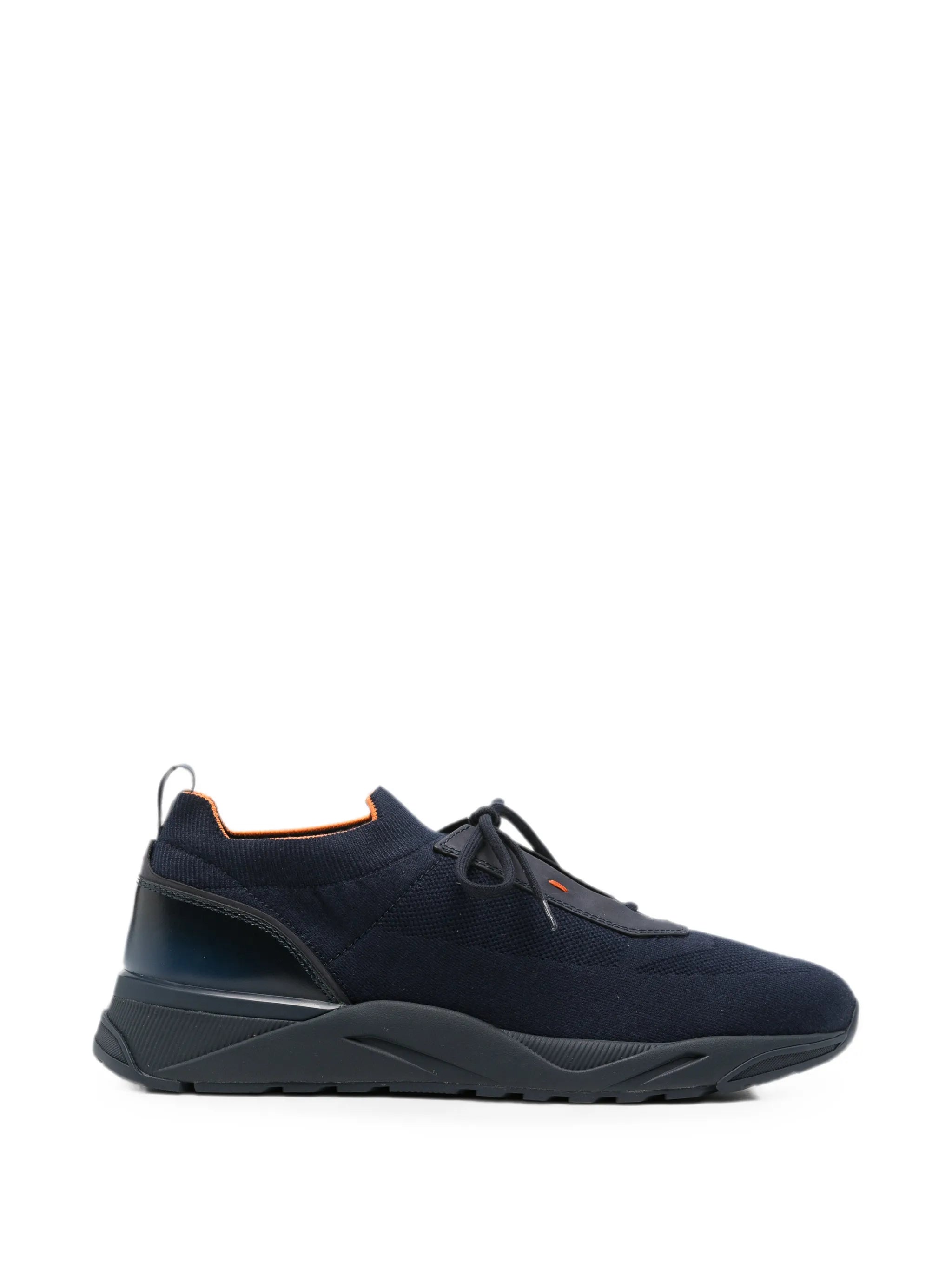 Santoni Santoni Flin Knit Leather-trim Sneakers