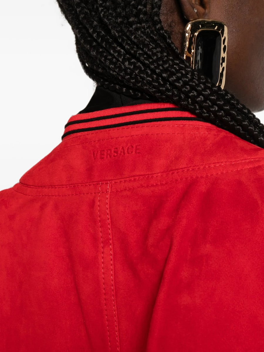 Versace Versace Suede-finish Striped-trim Jacket, view 2