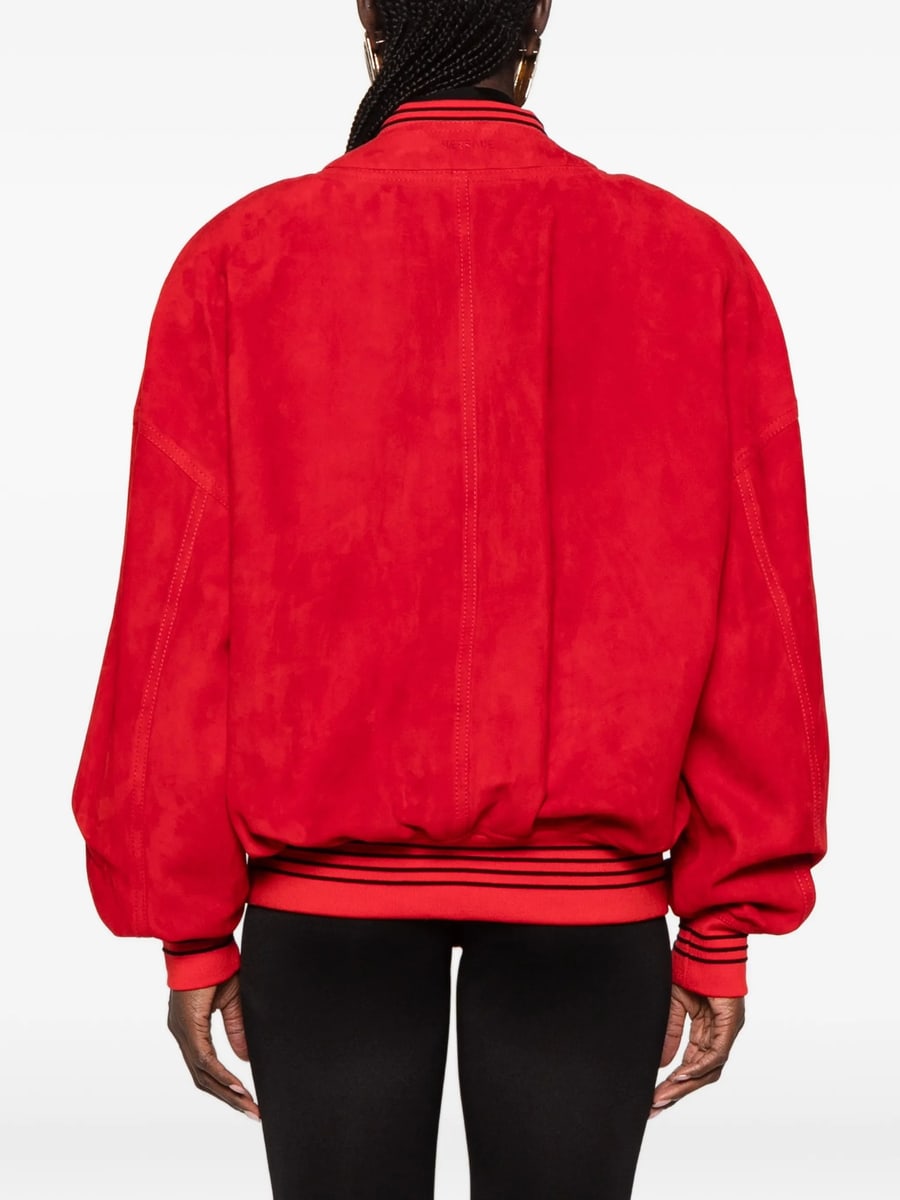 Versace Versace Suede-finish Striped-trim Jacket, view 4