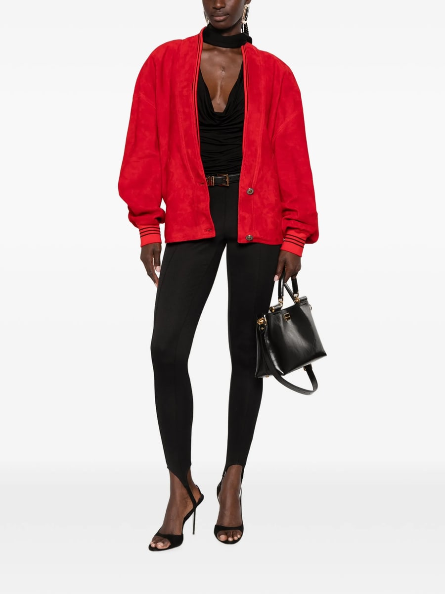 Versace Versace Suede-finish Striped-trim Jacket, view 5