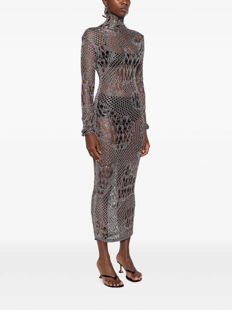 Dondup Dondup Open-knit Long-sleeved Midi Dress, view 4