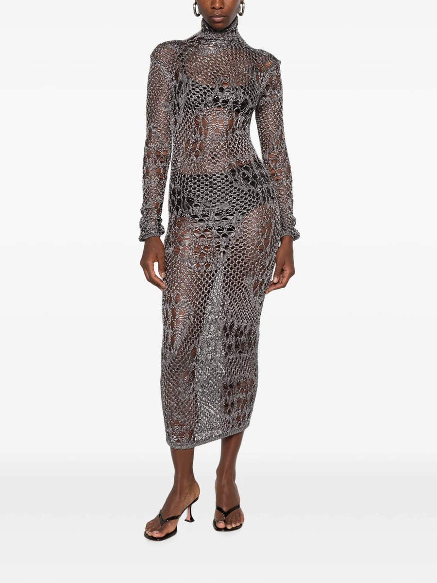 Dondup Dondup Open-knit Long-sleeved Midi Dress, view 5