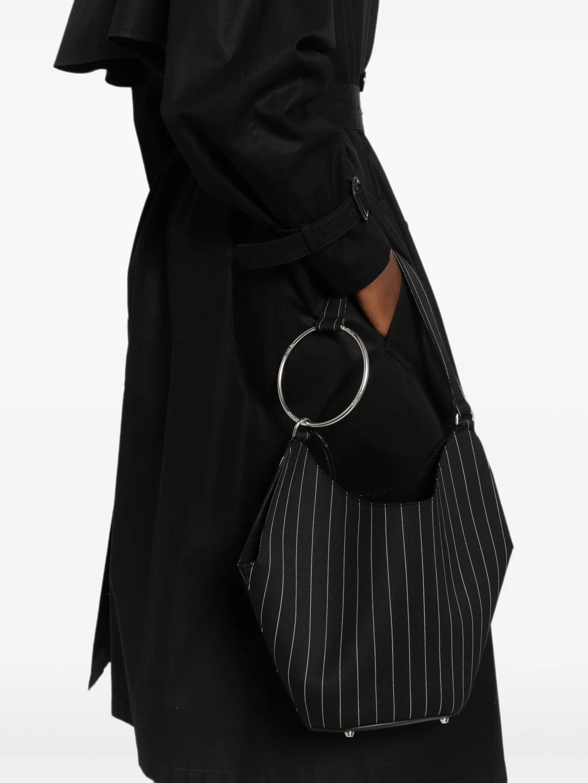 Dondup Dondup Pinstripe-pattern Ring-handle Tote Bag, view 2