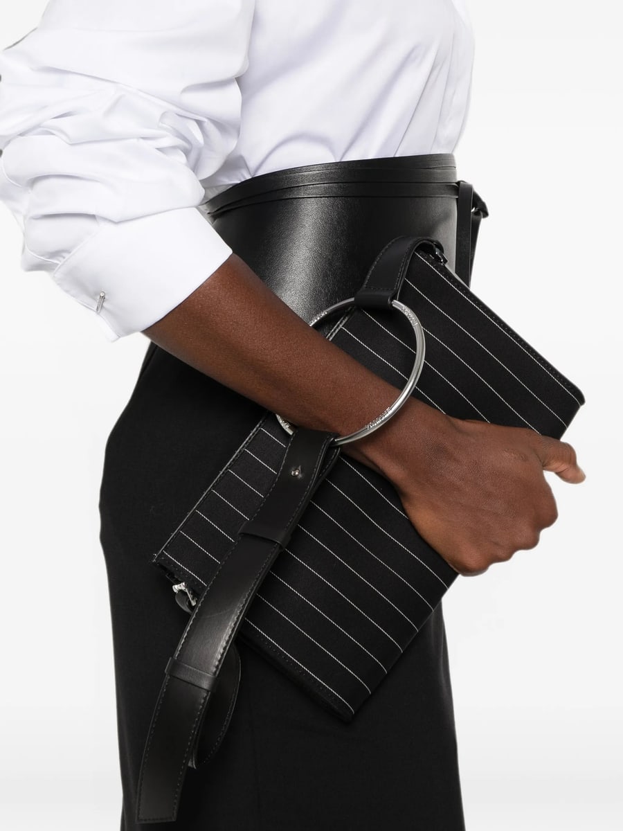 Dondup Dondup Pinstripe-pattern Ring-detail Tote Bag, view 3