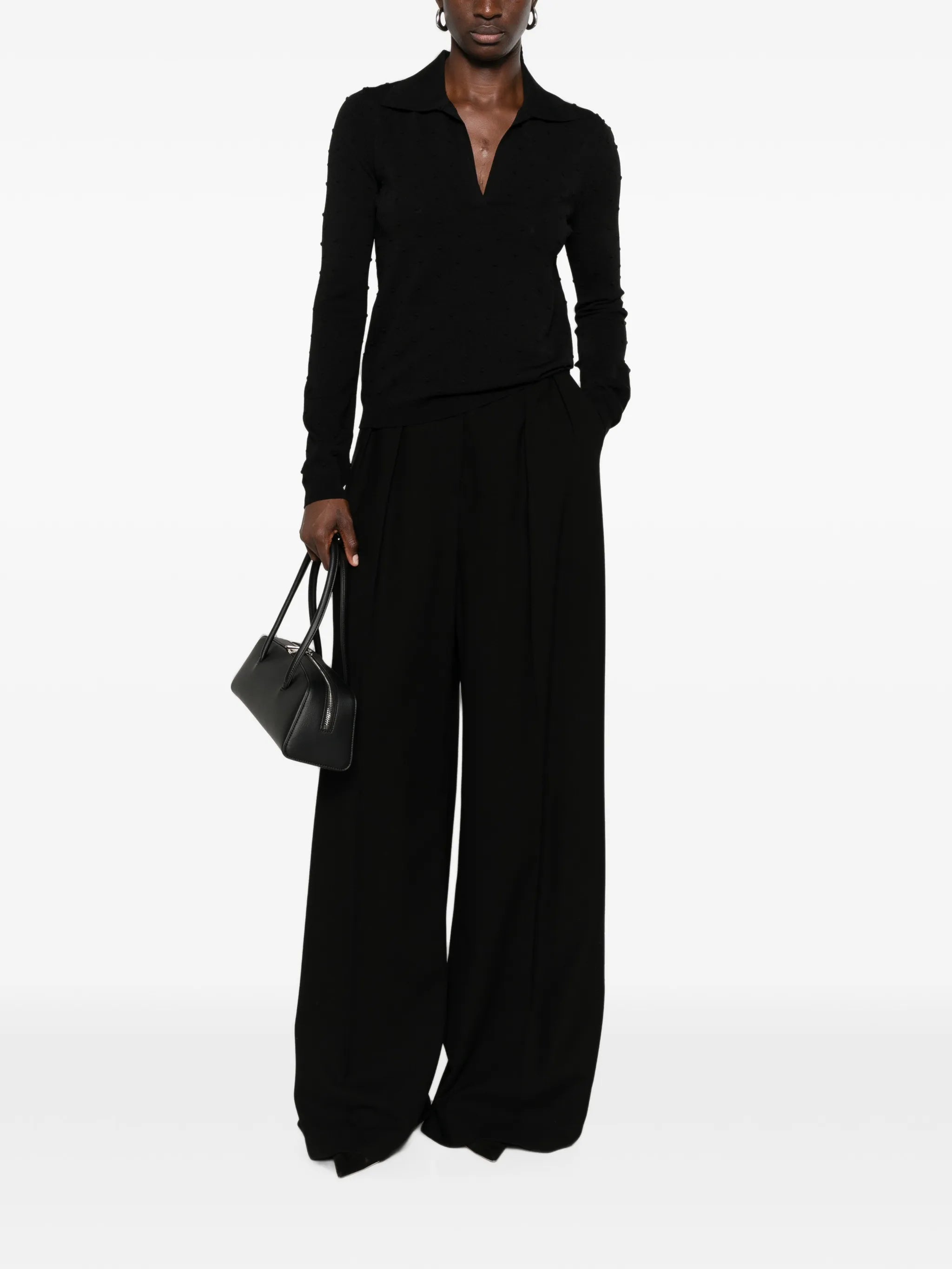 Max Mara Studio Max Mara Studio Bobble-knit Polo Sweater, view 2