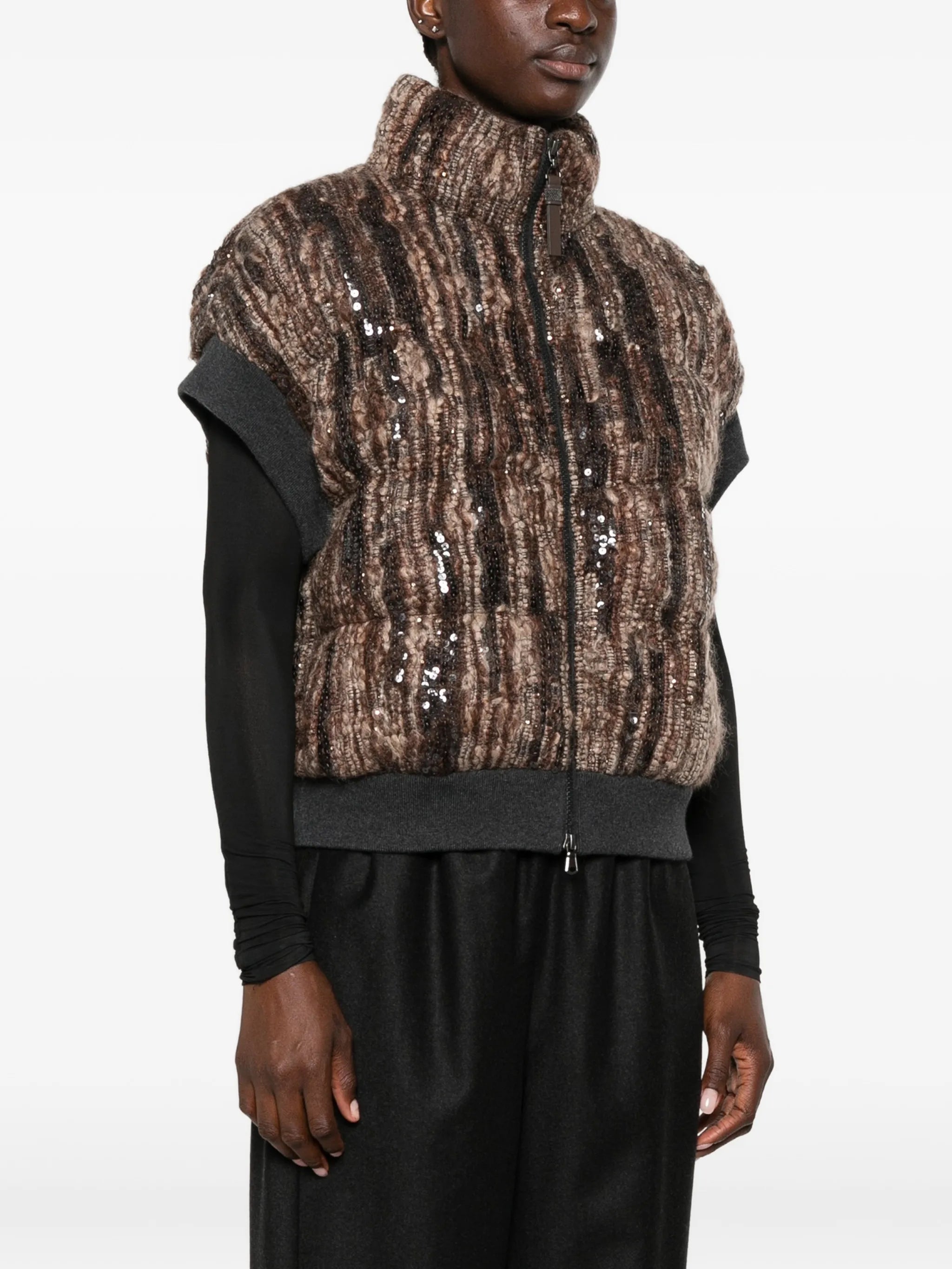 Brunello Cucinelli Brunello Cucinelli Sequin-embellished Sleeveless Gilet, view 2