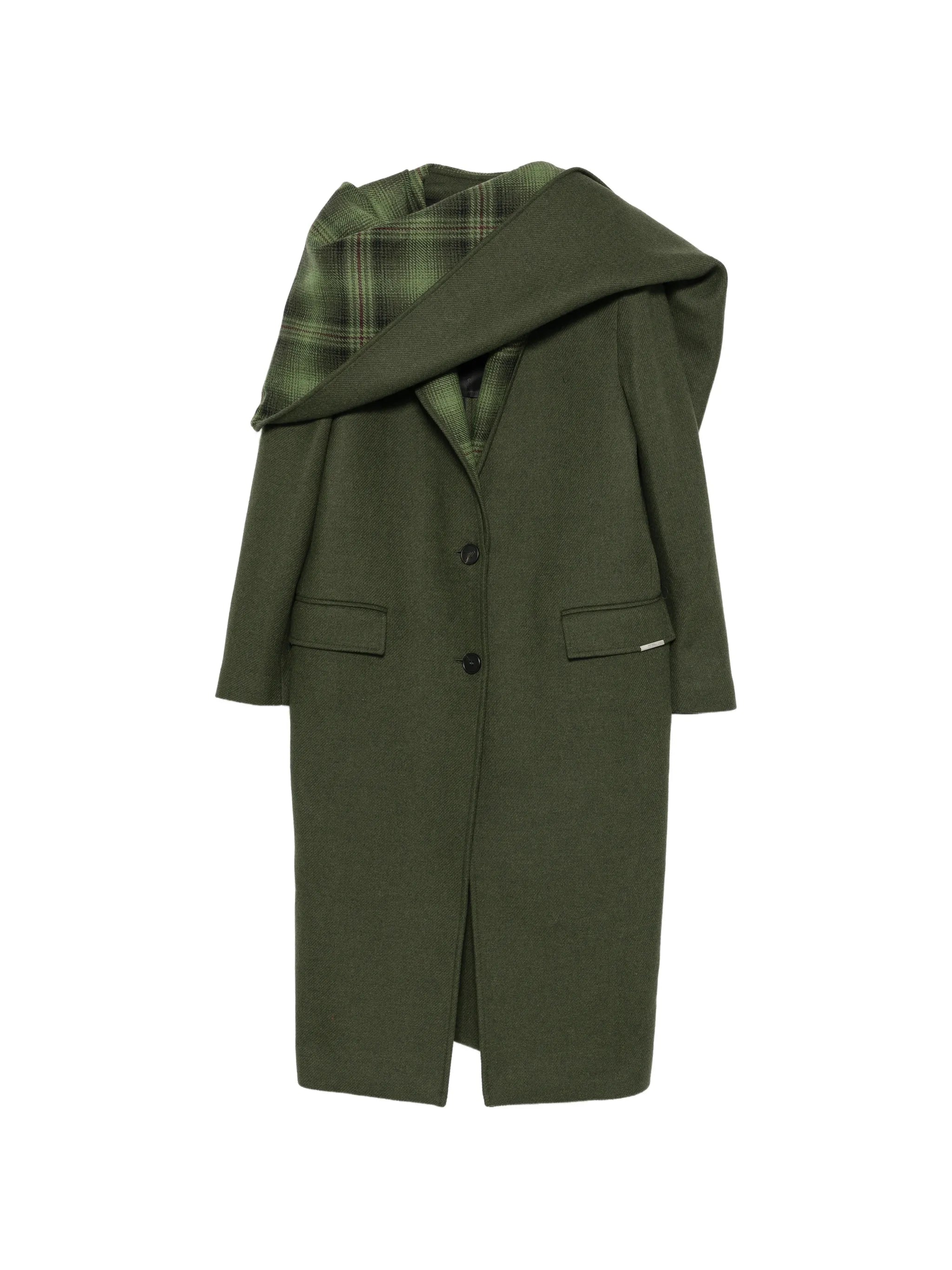 The Attico The Attico Scarf-detail Check-pattern Coat