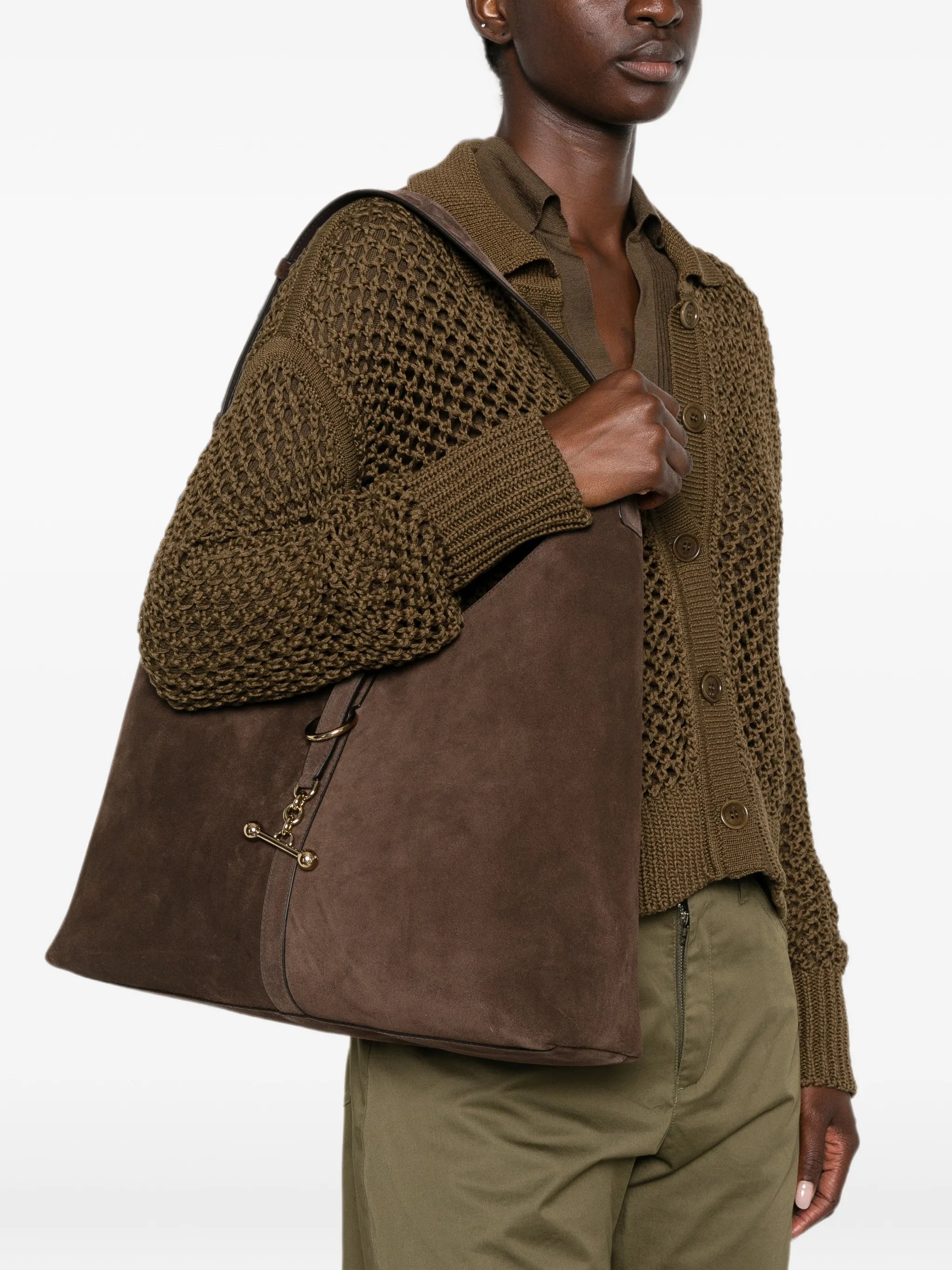 Strathberry Strathberry Suede Bar-detail Shoulder Bag, view 2