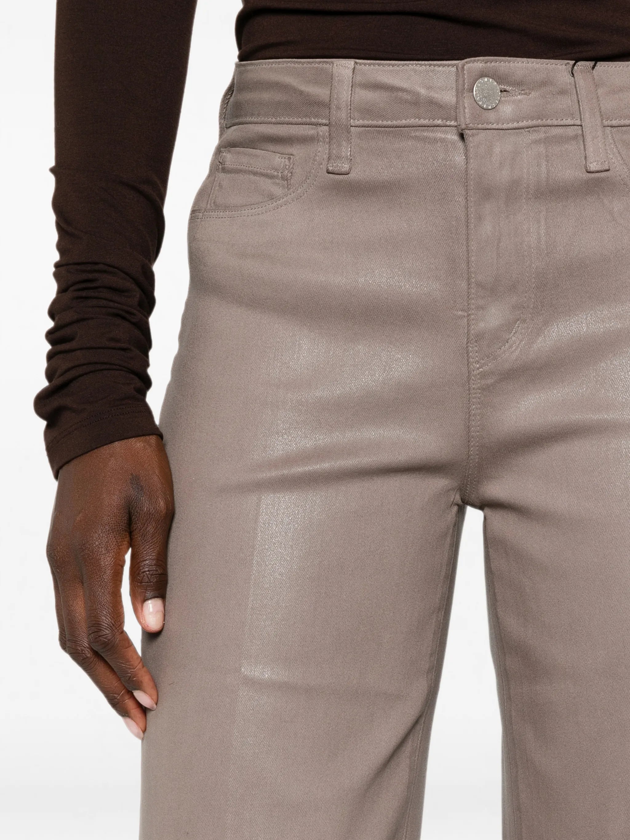 L'agence L'agence Cçayton Coated Wide-leg Jeans, view 2