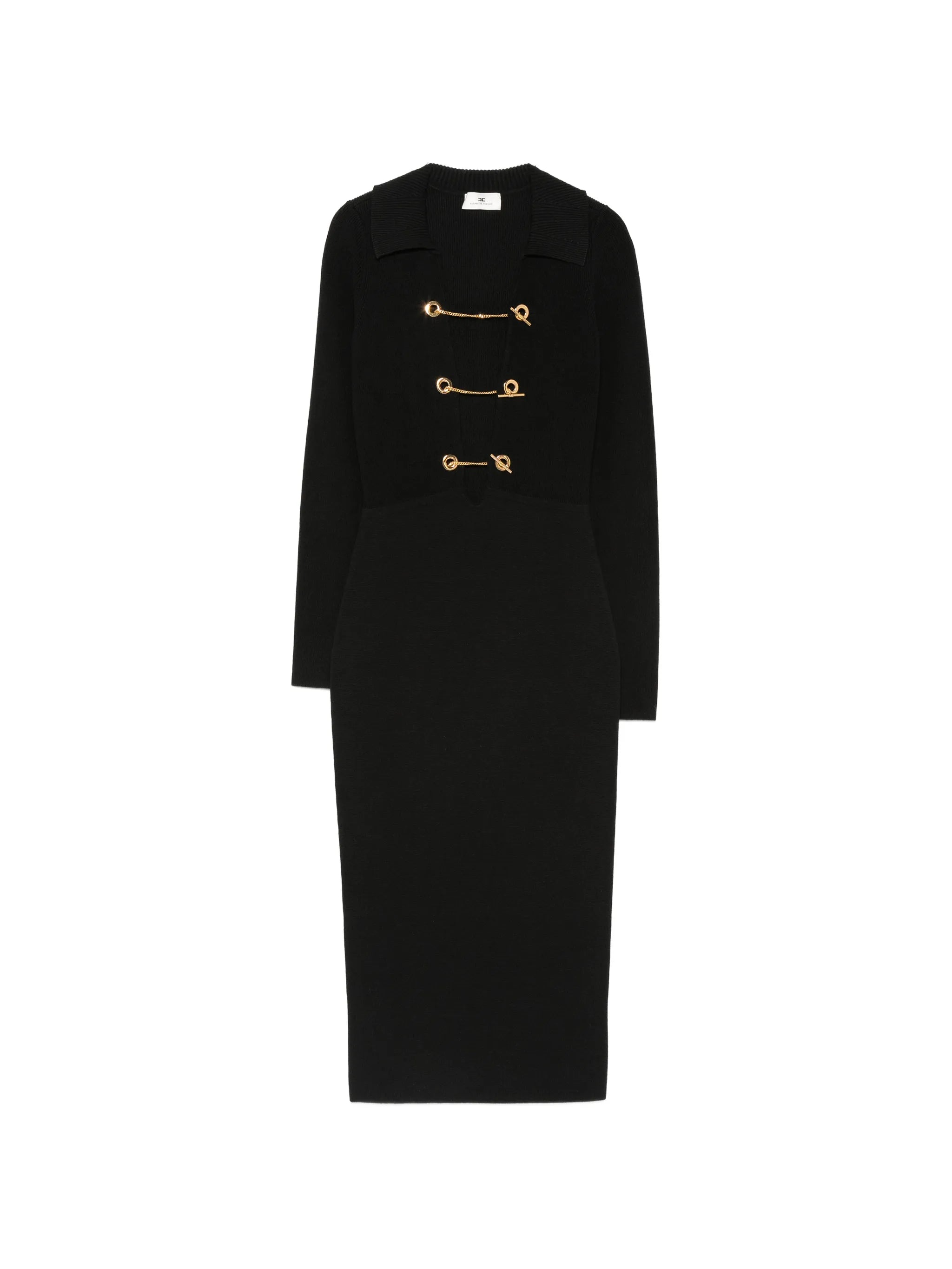 Elisabetta Franchi Elisabetta Franchi Toggle-fastening Ribbed-knit Midi Dress