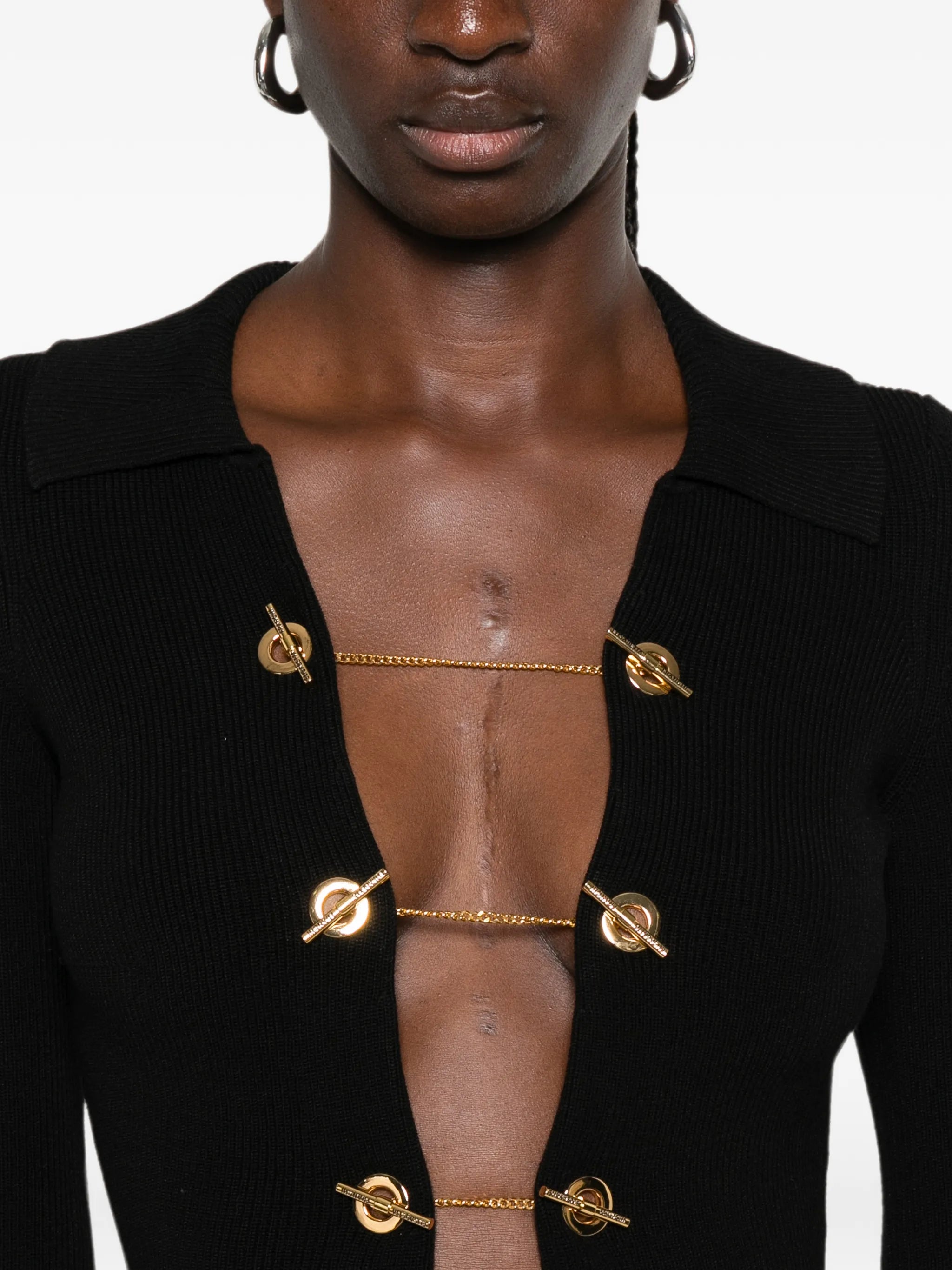Elisabetta Franchi Elisabetta Franchi Toggle-fastening Ribbed-knit Midi Dress, view 2