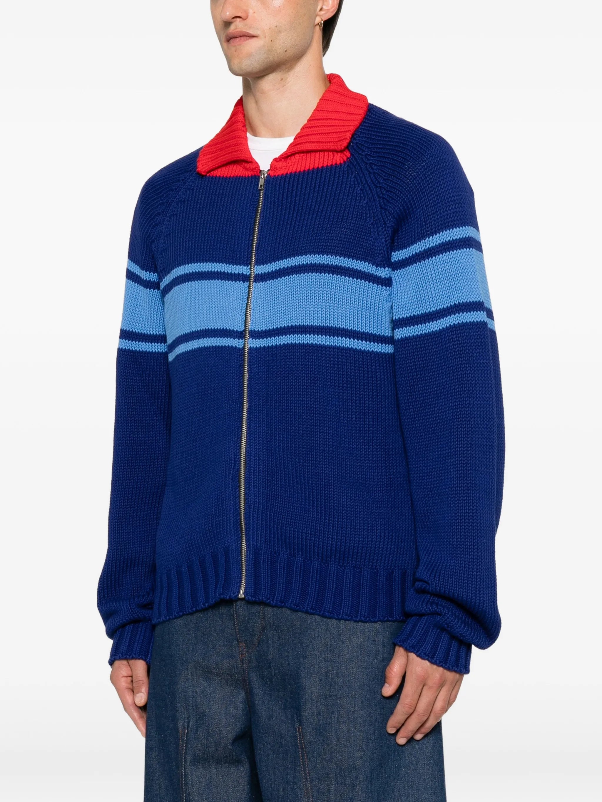 Marni Marni Striped Zip-up Cotton Sweater, view 2