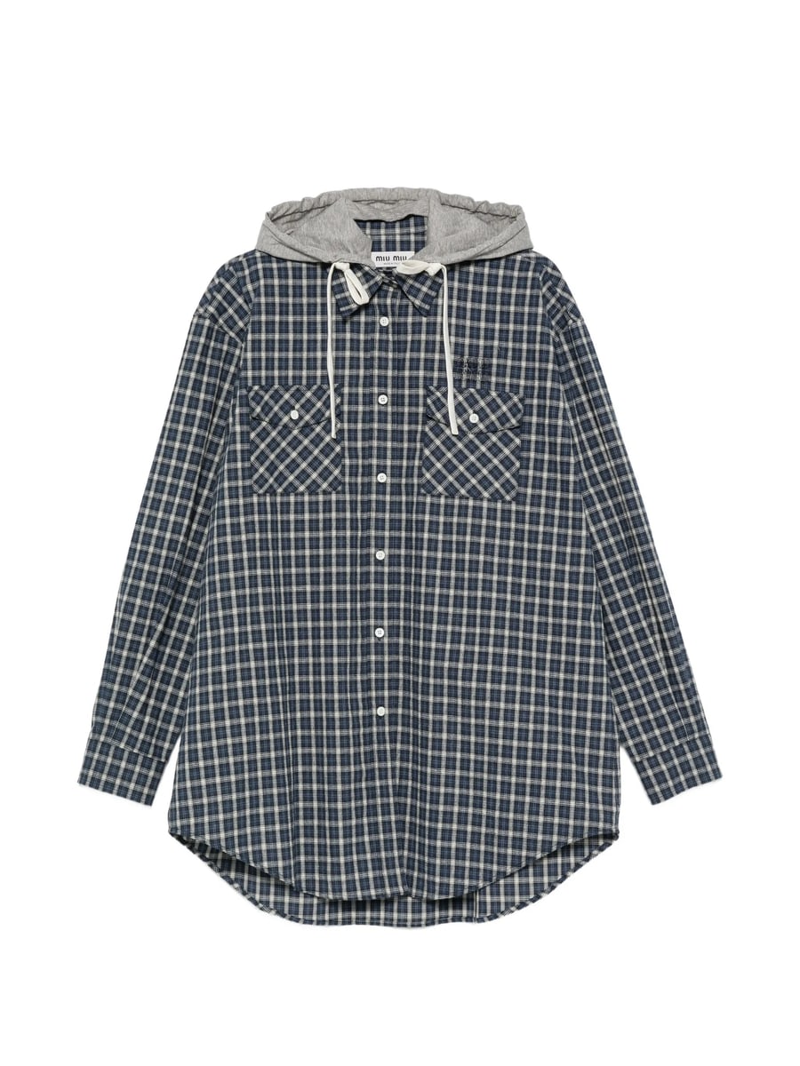 Miu Miu Miu Miu Check-pattern Hooded Shirt