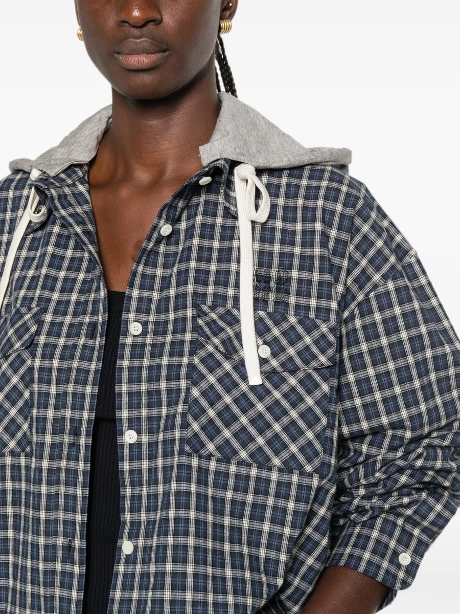 Miu Miu Miu Miu Check-pattern Hooded Shirt, view 3