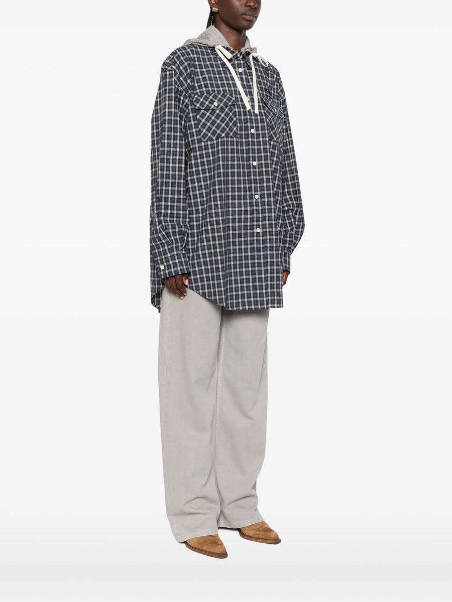 Miu Miu Miu Miu Check-pattern Hooded Shirt, view 4