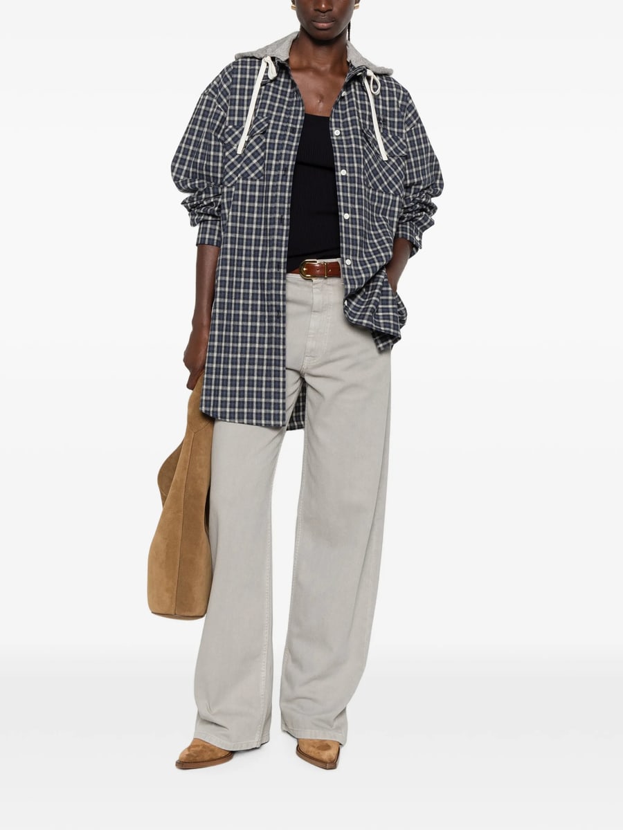 Miu Miu Miu Miu Check-pattern Hooded Shirt, view 5
