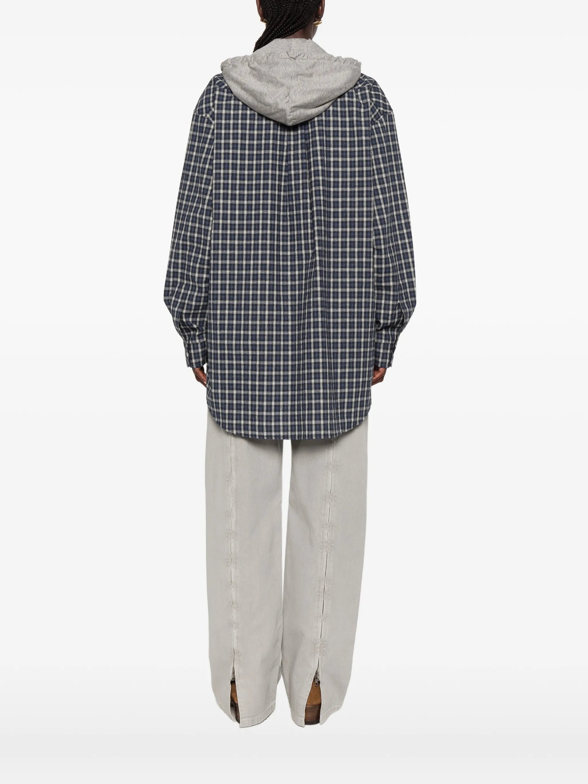 Miu Miu Miu Miu Check-pattern Hooded Shirt, view 2
