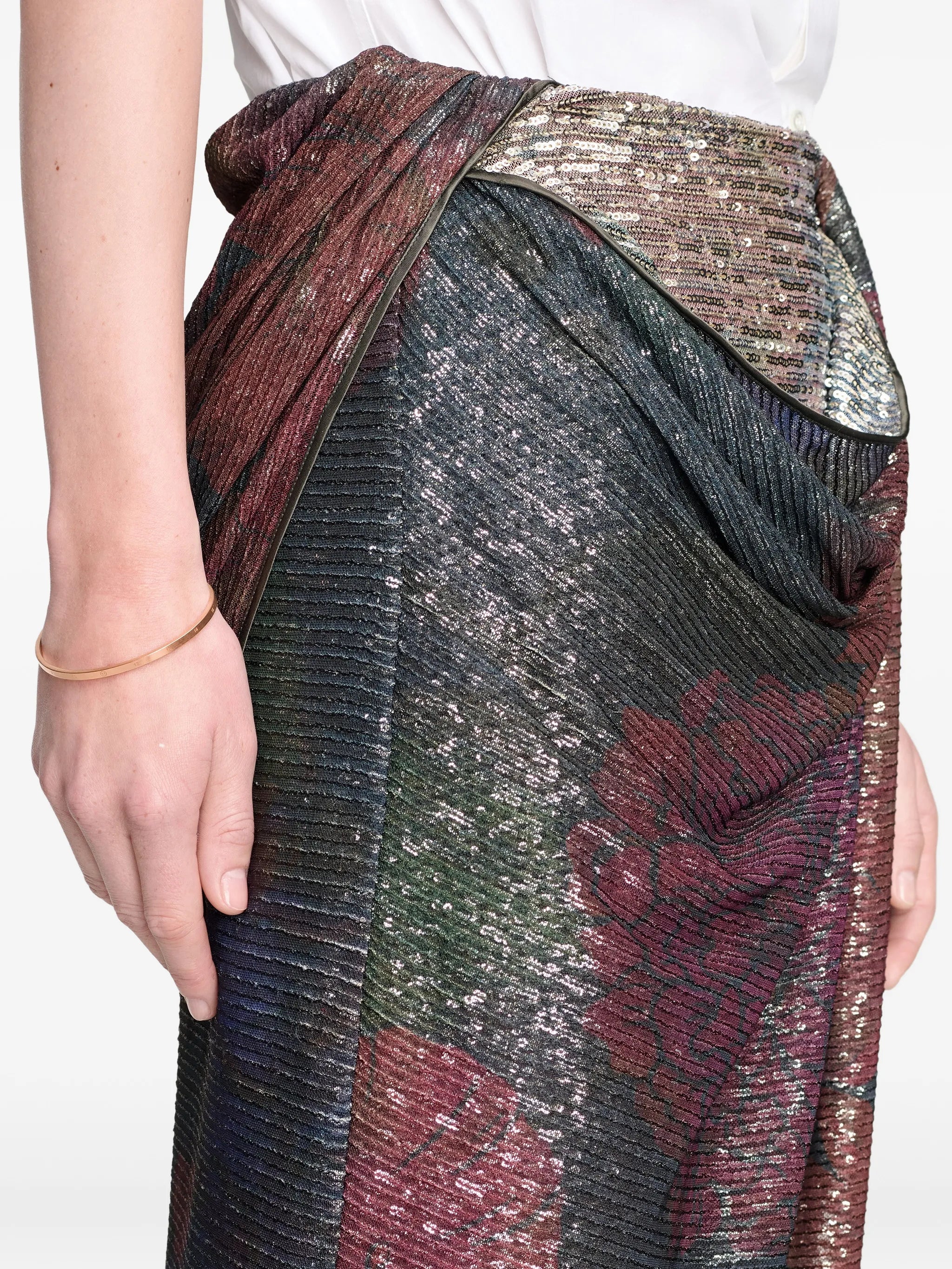 Maison Margiela Maison Margiela Printed Paillettes Draped Maxi Skirt, view 2