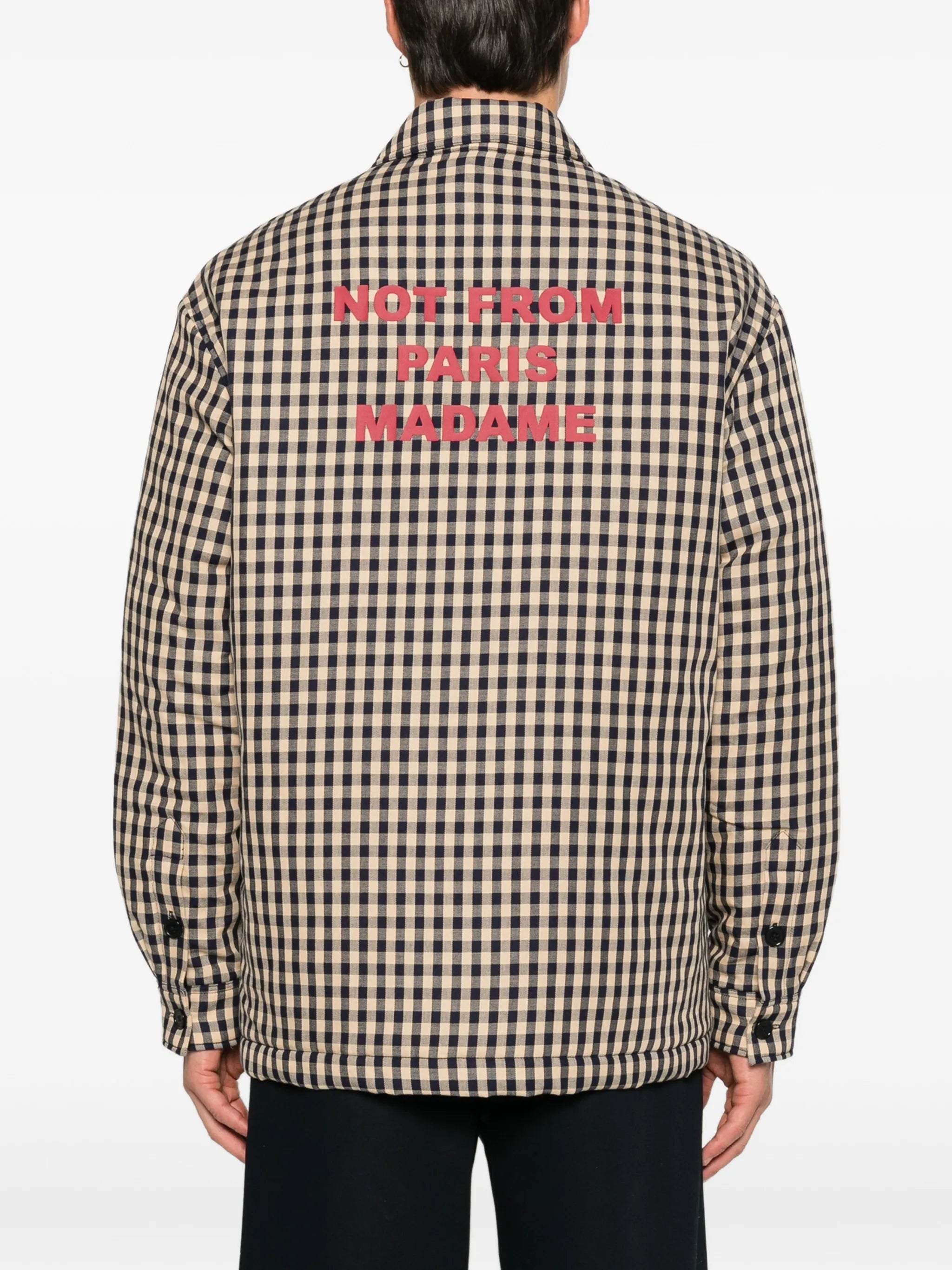 Drole De Monsieur Drole De Monsieur Gingham-check Slogan-print Cotton Overshirt, view 2